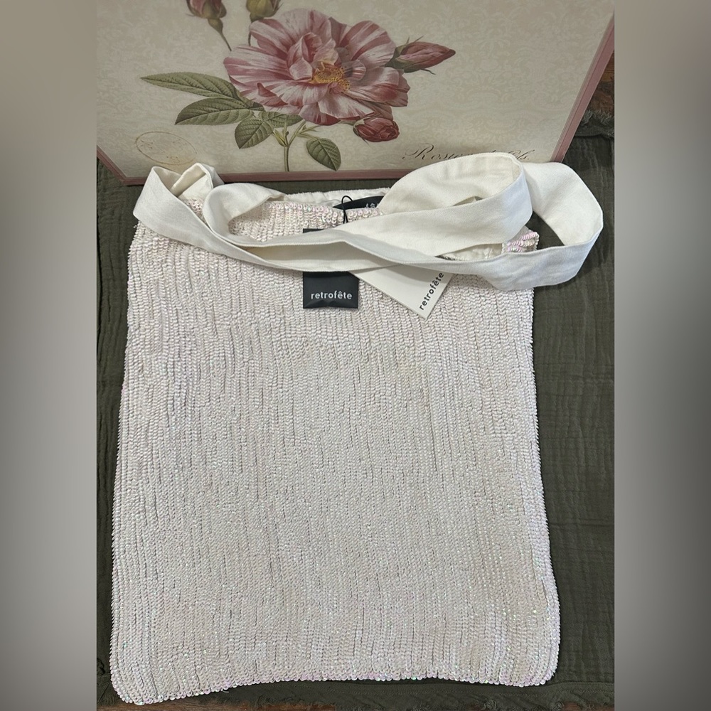 Retrofete sequin Bridal tote bag white